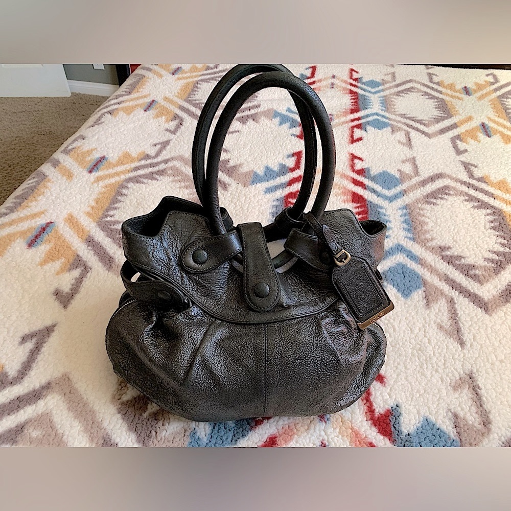 Botkier Metallic Grey Leather Hobo Bag